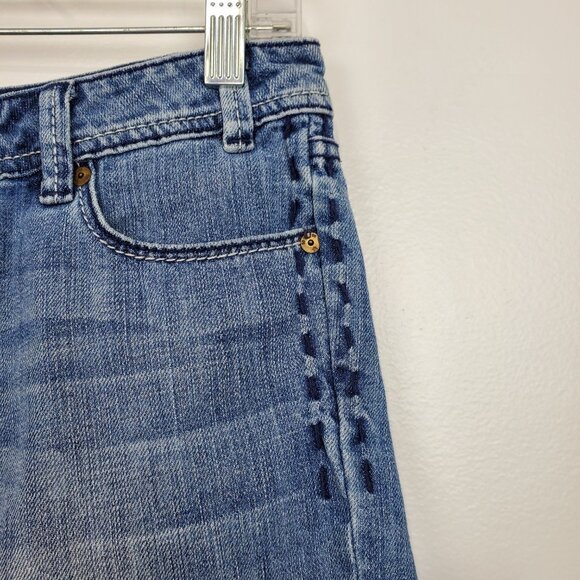 MEK DNM Light Wash Paros F.X.H. Frayed Hem Low-Rise Denim Jean Shorts Size 24 - Picture 3 of 16